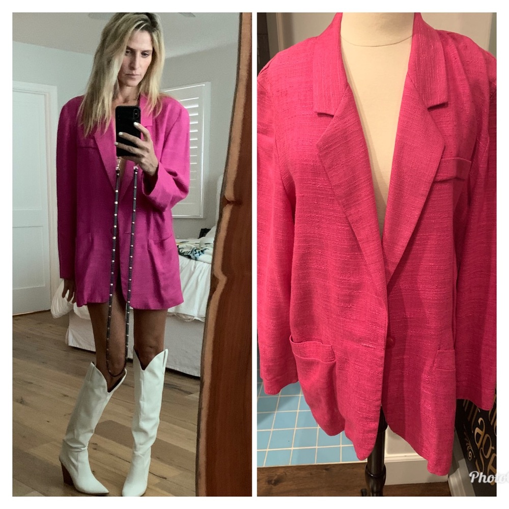 Vintage 80s pink oversize Blazer Dress power suit